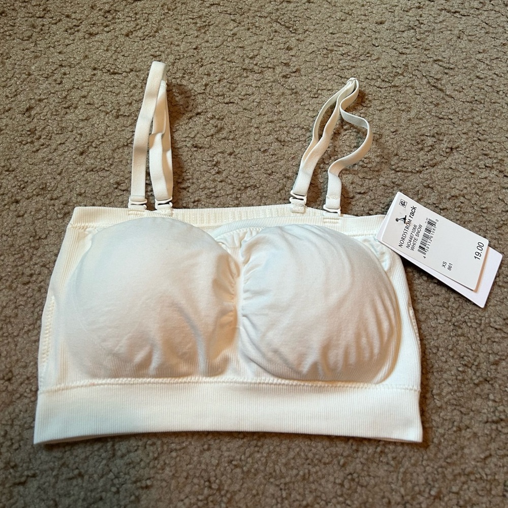 Nordstrom rack Activewear bralet gym bra crop top White Snow Size XS NEW